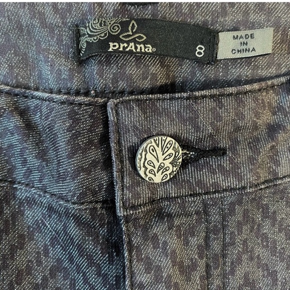 Prana Womens Kara Herringbone Pattern Gray Mid Rise Pants Jeans Size 8 Skinny - Picture 4 of 13